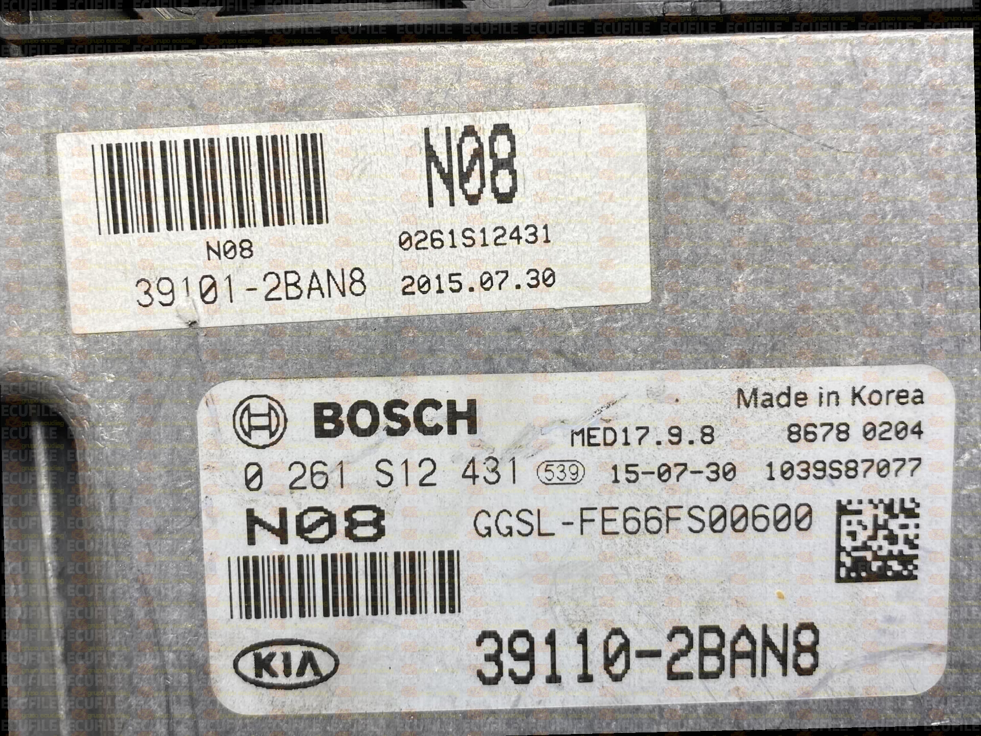 BOSCH MED17.9.8 0261S12431 KIA SPORTAGE III 1.6i 135HP 39110-2BAN8 391102BAN8 N08 GGSL-FE66FS00600 - 1037554042