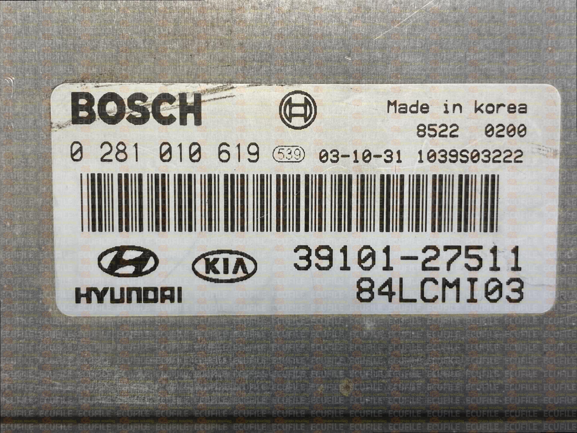 BOSCH EDC15C7-4.30 0281010619 HYUNDAI ACCENT II 1.5 CRDI 82HP 39101-27511 1037368430 - 84LCMI03