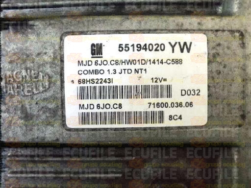 MAGNETI MARELLI MJD 6JO.SV 6JO.C8 71600.091.00 71600.036.06 OPEL COMBO C 1.3 CDTI 70HP 55197119 55194020 SE YW 1414C588