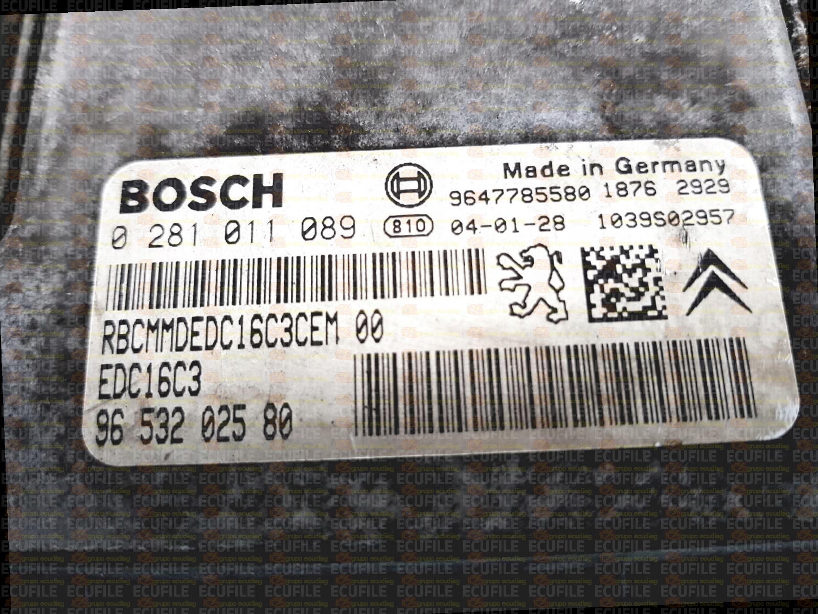 BOSCH EDC16C3-9.12 0281011089 PEUGEOT 206 1.4 HDI 68HP 9653202580 1037368200