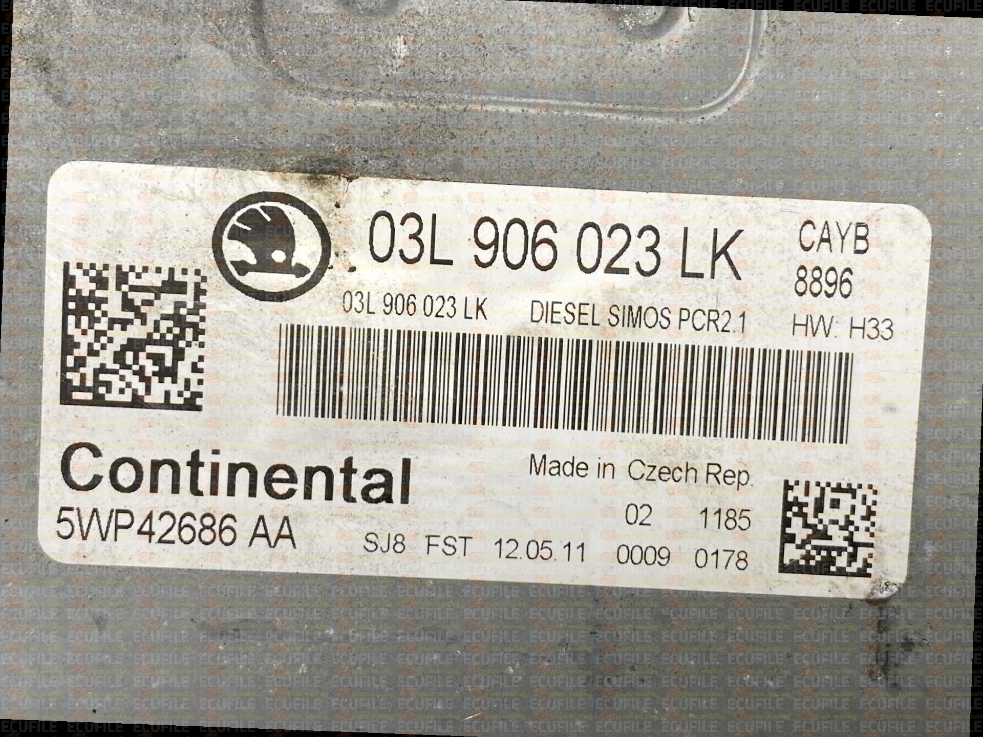 CONTINENTAL SIMOS PCR2.1 5WP42686AA SKODA FABIA II 1.6 TDI 90HP 03L906023LK SM2G0P2000000-9978