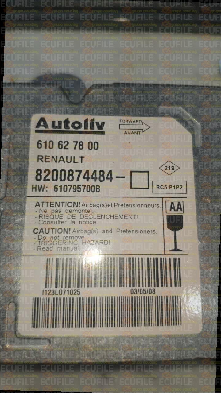 AUTOLIV RC5 P1P2 610627800 RENAULT MEGANE II 8200874484 AA HW 610795700B