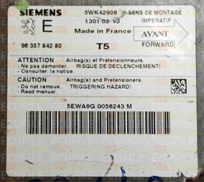 SIEMENS 5WK42908 PEUGEOT 307 I (T5) 9635784280 E EEPROM 95080