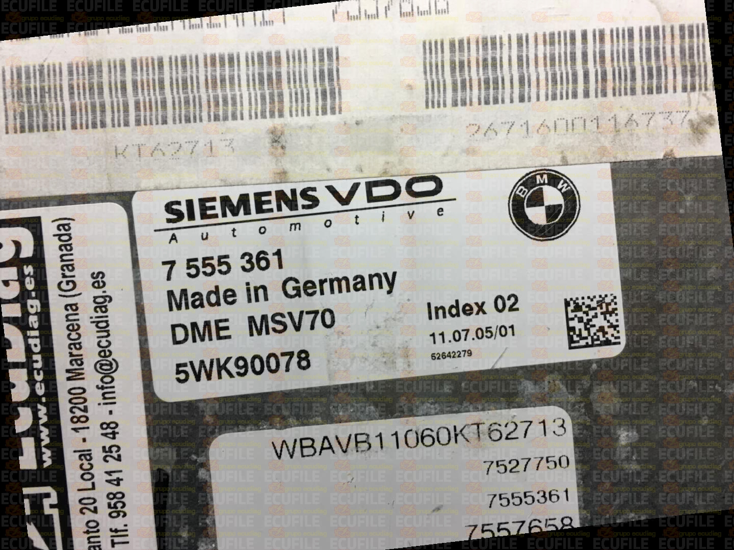 SIEMENS VDO MSV70 5WK90078 BMW E91 325i 2.5i 215HP 7555361 9PP74L