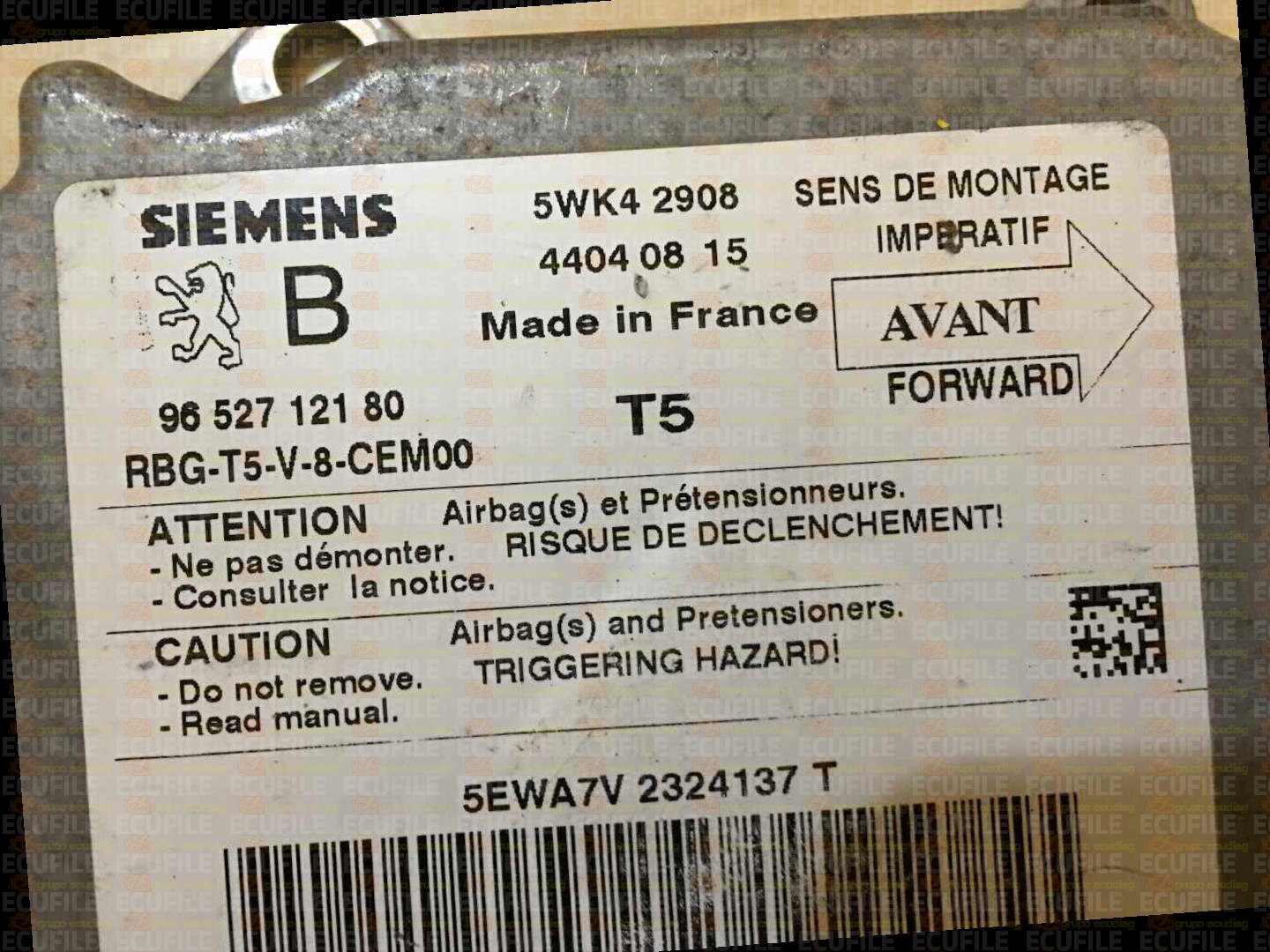 SIEMENS 5WK42908 PEUGEOT 307 9652712180 B
