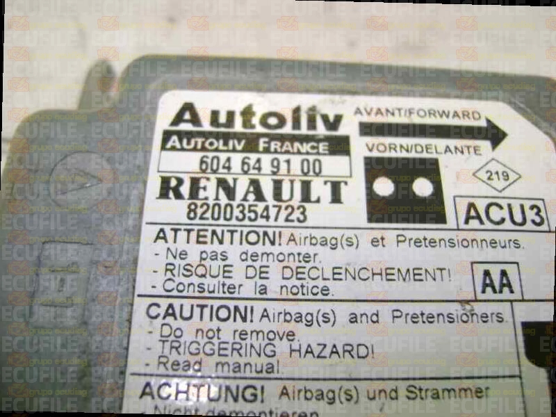 AUTOLIV ACU3 604649100 RENAULT KANGOO I 8200354723 AA EEPROM 95080