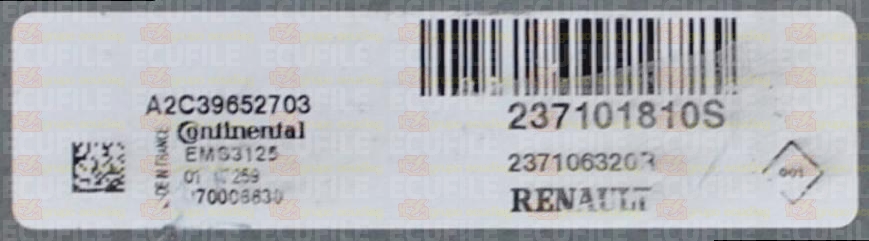 CONTINENTAL EMS3125 A2C39652703 RENAULT DACIA 237106320R 237101810S 