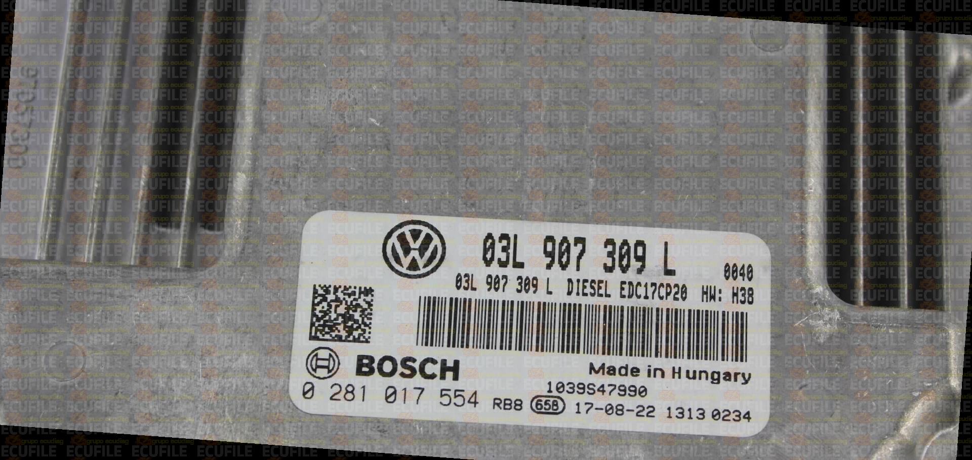 BOSCH EDC17CP20-2.5 0281017554 VOLKSWAGEN TRANSPORTER T5 2.0 BiTDI 180HP 03L907309L 03L906019GL 8373 - 1037550916