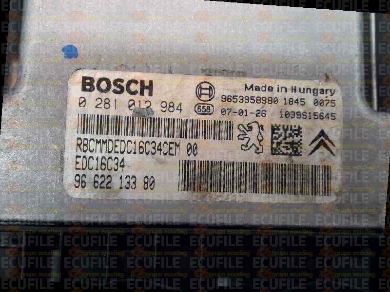 BOSCH EDC16C34-4.11 0281012984 PEUGEOT 407 1.6 HDI 110HP 9662213380 1037380721