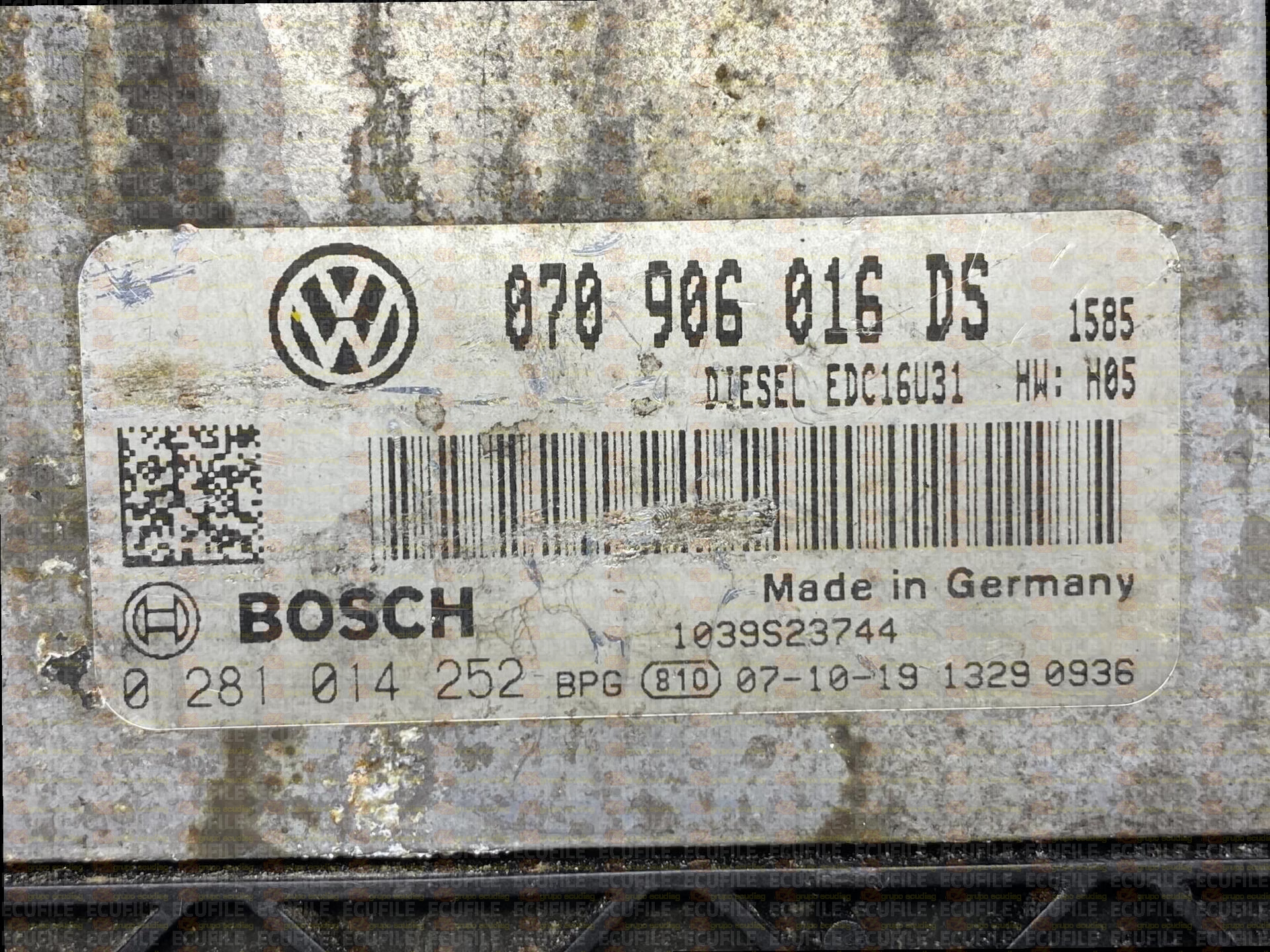 BOSCH EDC16U31-4.51 0281014252 VOLKSWAGEN TRANSPORTER V T5 2.5 TDI 130HP 070906016DS 1585 - 1037390623