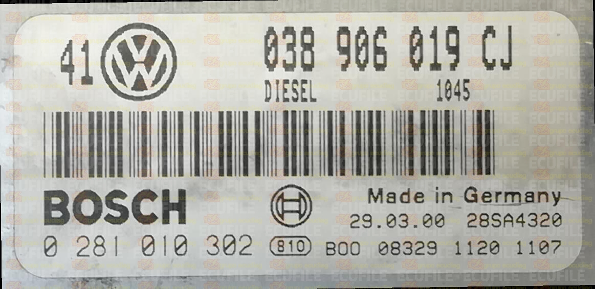 BOSCH EDC15P+22.3.2 0281010302 VOLKSWAGEN GOLF IV 1.9 TDI 115HP 038906019CJ 1037352930 - 1045