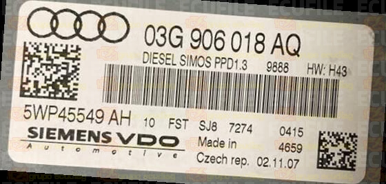 SIEMENS VDO SIMOS PPD1.3 5WP45549AH AUDI A4 II 2.0 TDI 170HP 03G906018AQ SN100L8000000 - 9973