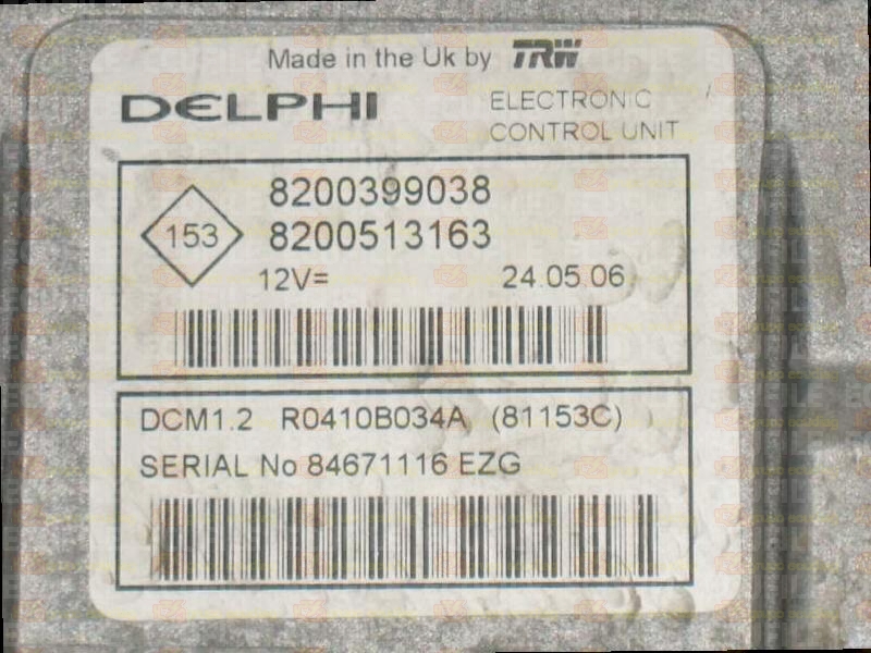 DELPHI TRW DCM1.2 R0410B034A 81153C RENAULT MODUS I 1.5 DCI 85HP 8200399038 8200513163 8200532082-3331