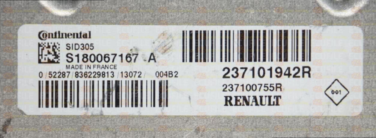 CONTINENTAL SID305 S180067167A RENAULT DACIA 237100755R 237101942R FLASH TC1766
