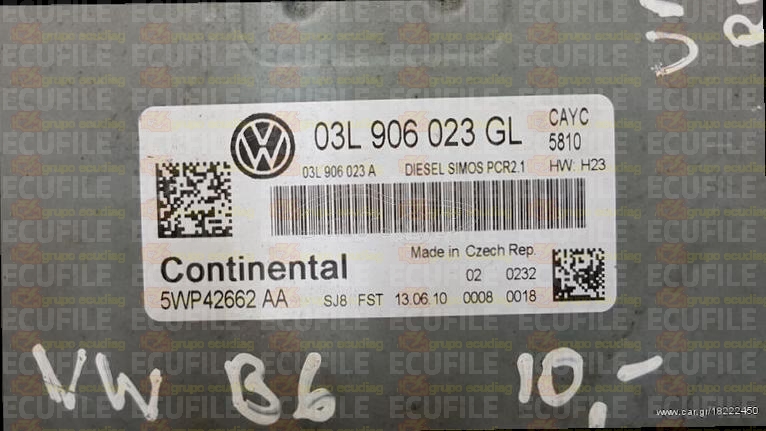 CONTINENTAL SIMOS PCR2.1 5WP42662AA VOLKSWAGEN PASSAT VI 1.6 TDI 105HP 03L906023A 03L906023GL SM2F0G4000000-5810