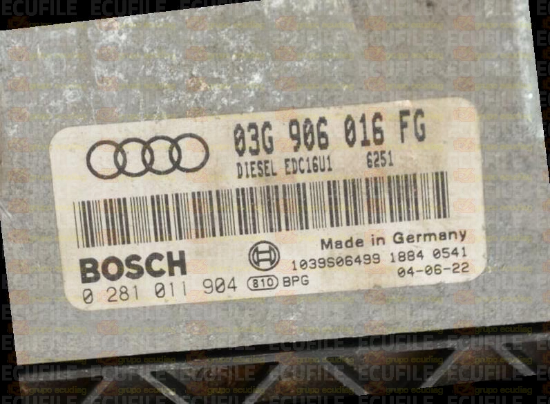 BOSCH EDC16U1-5.41 0281011904 AUDI A3 2.0 TDI 140HP 03G906016FG 1037371384