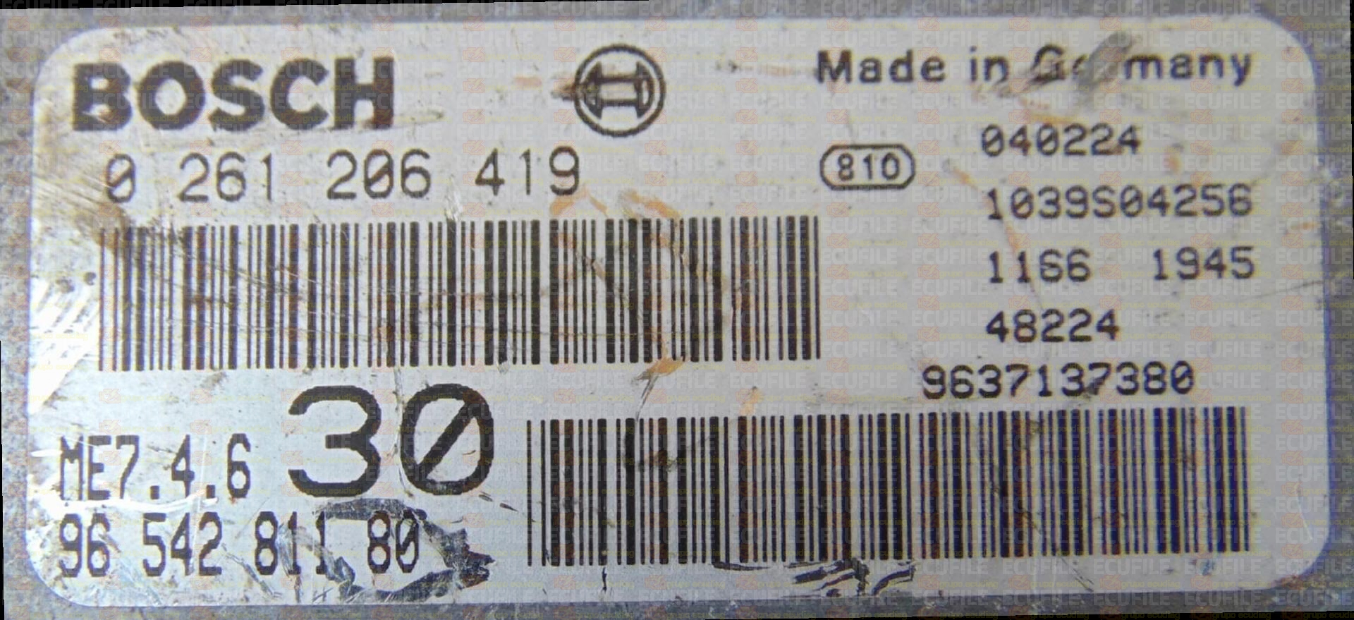 BOSCH ME7.4.6 0261206419 PSA 9654281180 EEPROM 95160