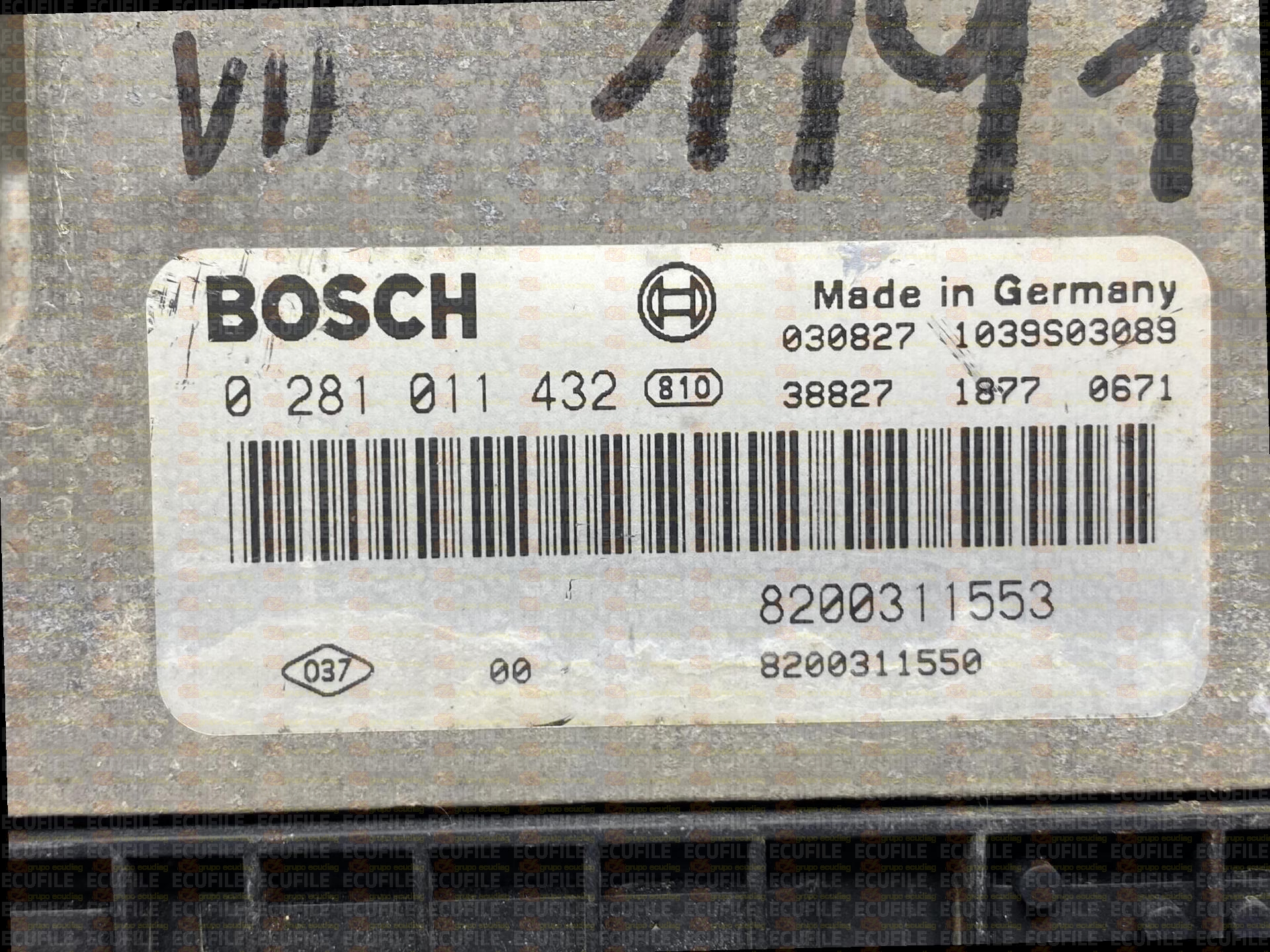 BOSCH EDC15C13-6.2 0281011432 RENAULT MASTER II 2.2 DCI 90HP 8200311550 8200311553 1037368468-7003