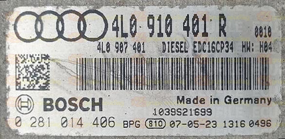 BOSCH EDC16CP34-4.8 0281014406 AUDI Q7 3.0 TDI V6 232HP 4L0910401 4L0910401R 0020 - 1037390614