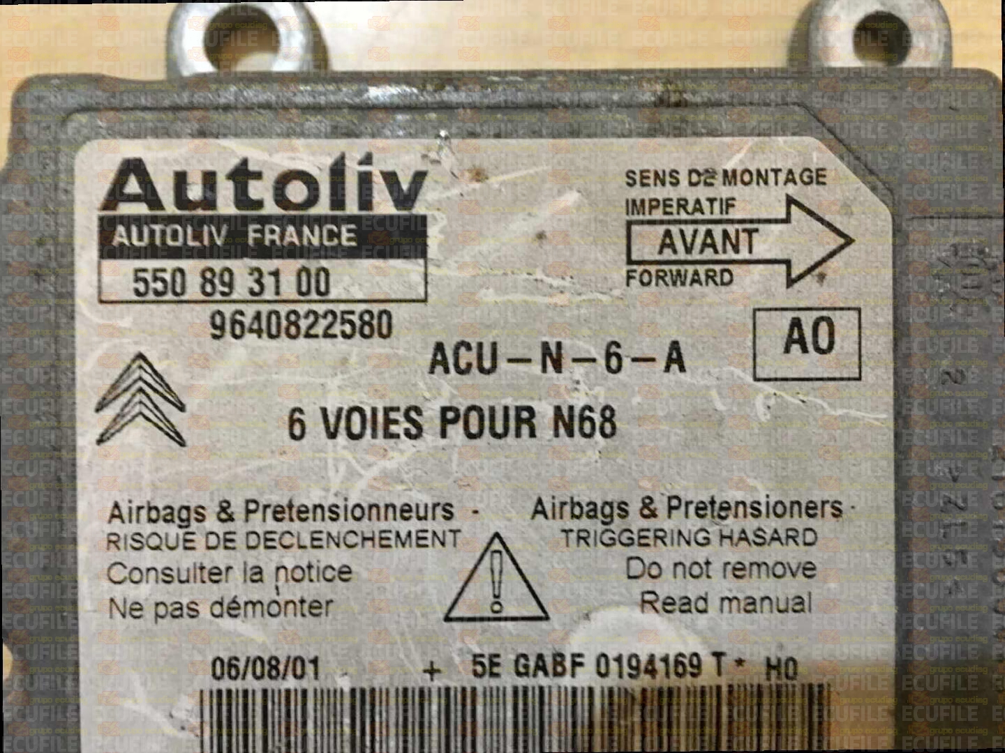 AUTOLIV 550893100 CITROEN XSARA PICASSO 9640822580 AO