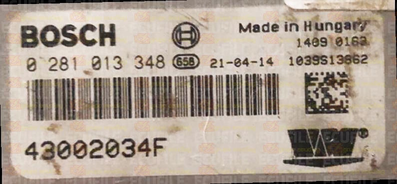 BOSCH EDC16C39-5.E1 0281013348 BUCHER CITYCAT 2020 3.0D 62KW 85HP L4 16V R754 EU5 05D9 VM 43002034F 1037503261