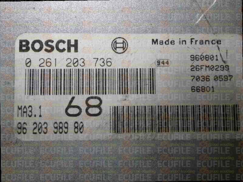 BOSCH MA3.1 0261203736 CITROEN SAXO PEUGEOT 106 1.1i 60HP 9620398980
