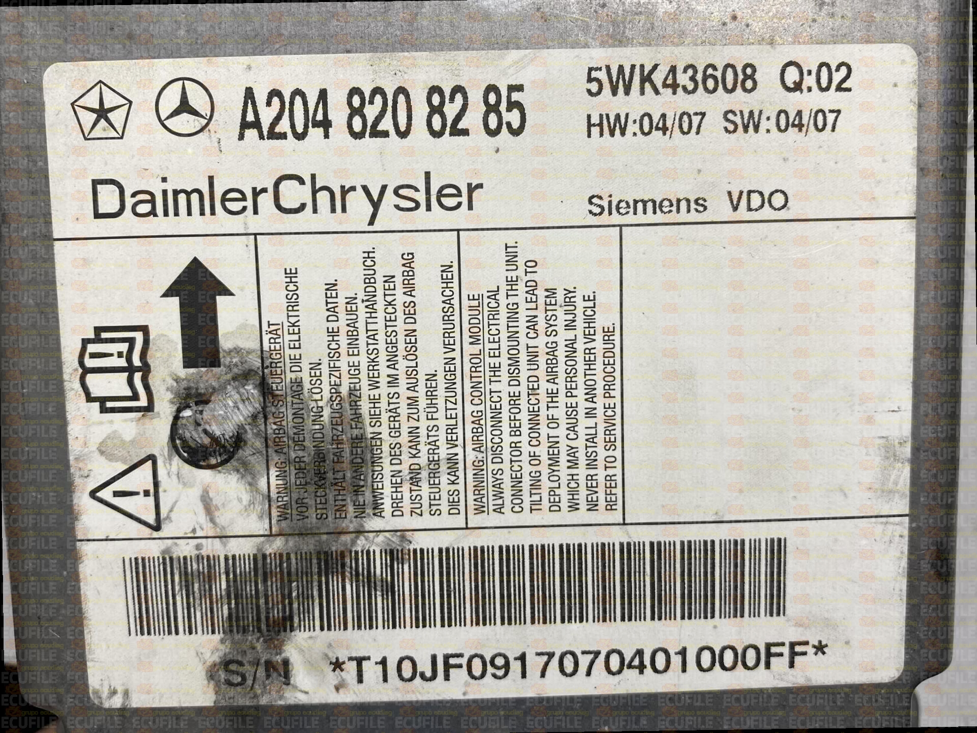 SIEMENS VDO 5WK43608 MERCEDES W204 A2048208285