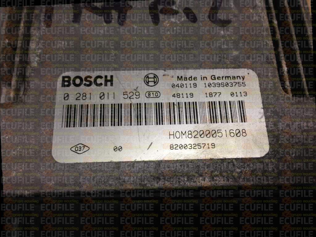 BOSCH EDC15C13-6.1 0281011529 RENAULT TRAFIC II 1.9 DCI 101HP HOM8200051608 8200325719 1037376401-83A5