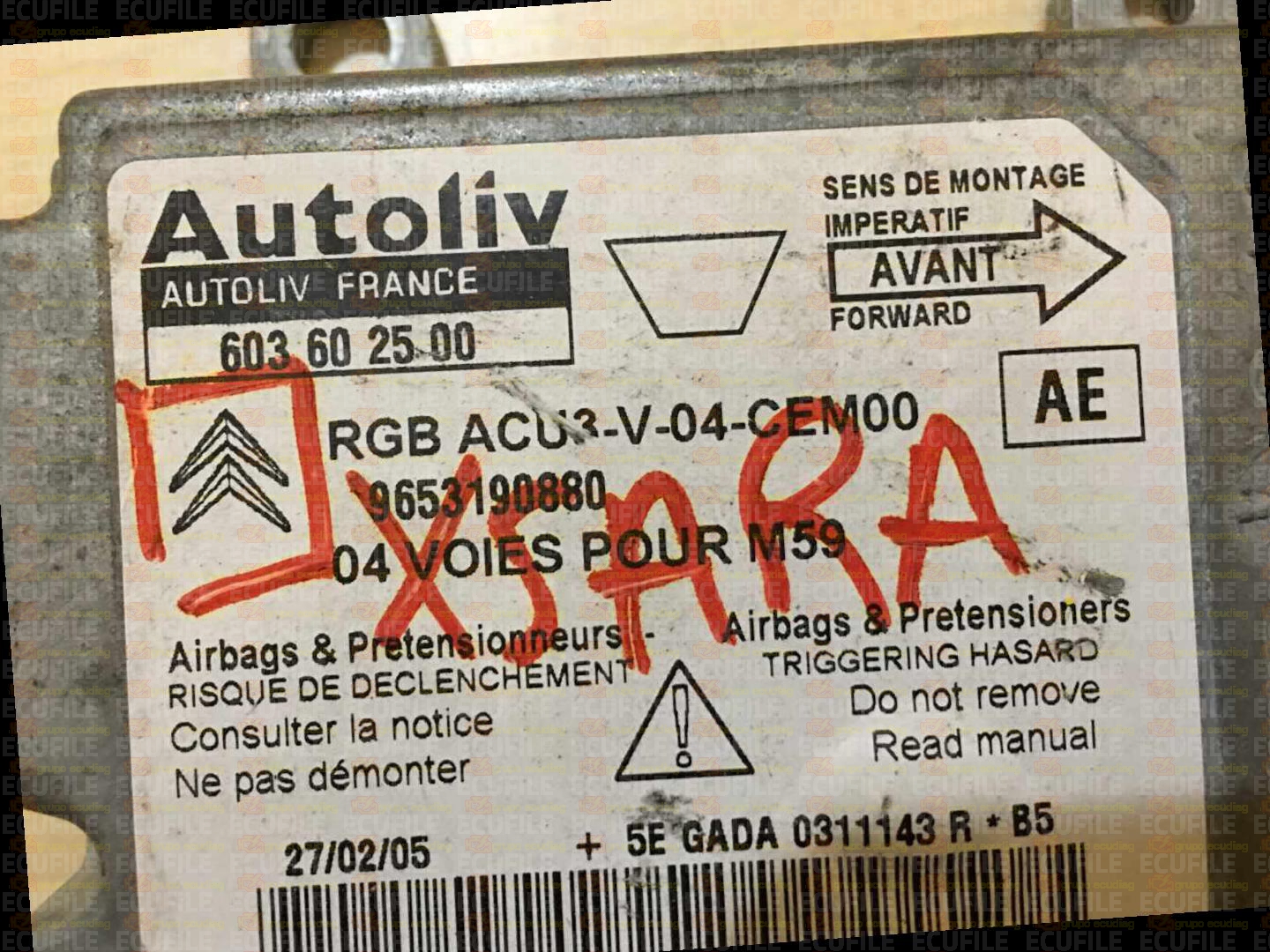 AUTOLIV 603602500 CITROEN BERLINGO PEUGEOT PARTNER 9653190880 AE