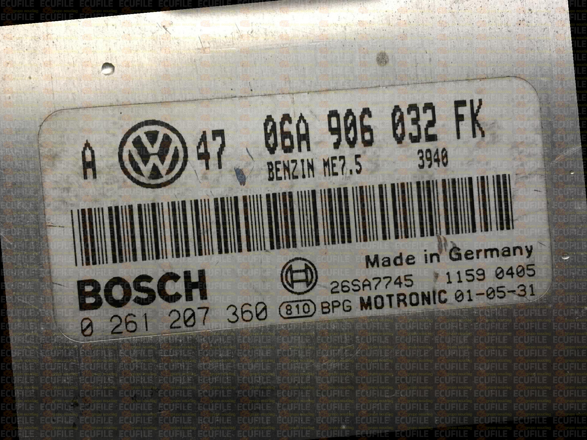 BOSCH ME7.5 0261207360 VOLKSWAGEN GOLF IV 2.0i GTI 115HP 06A906032FK 1037362298-3940