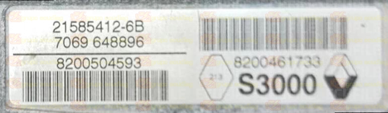 SAGEM JOHNSON CONTROLS S3000 21585412-6B RENAULT CLIO III 1.4i 72KW 98HP L4 16V K4J780 K4JG7 8200504593 8200461733 8200670051