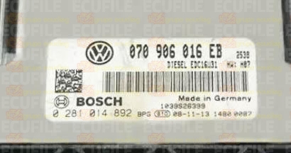 BOSCH EDC16U31-4.51 0281014892 VOLKSWAGEN TRANSPORTER V T5 2.5 TDI 174HP 070906016EB 2538 - 1037394113