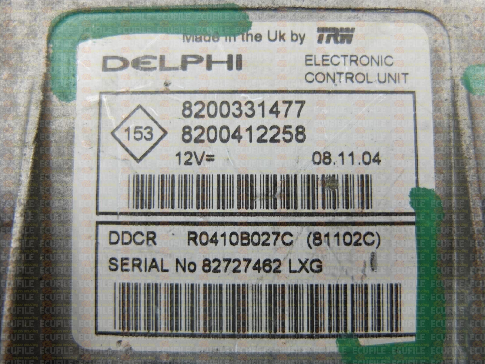 DELPHI TRW DDCR R0410B027C 81102C RENAULT CLIO II 1.5 DCI 65HP 8200331477 8200412258 8200420213-0984