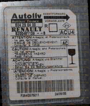 AUTOLIV ACU4 604290400 RENAULT SCENIC II 8200481139--B AC EEPROM 95160
