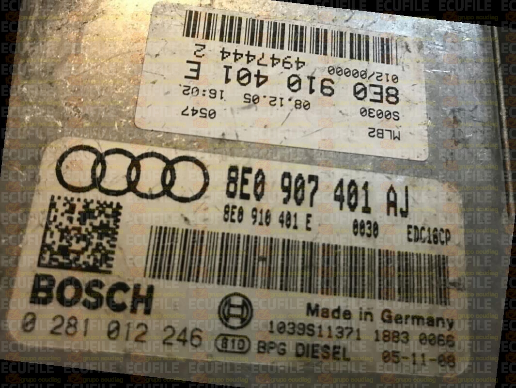 BOSCH EDC16CP34-3.7 0281012246 AUDI A4 II 3.0 TDI 204HP 8E0910401E 8E0907401AJ 0030 - 1037377114