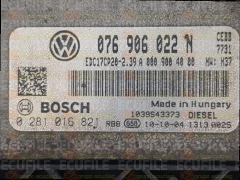 BOSCH EDC17CP20-2.39 0281016821 VOLKSWAGEN CRAFTER I 2.5 TDI 109HP 076906022G 076906022N 9021 - 1037517520