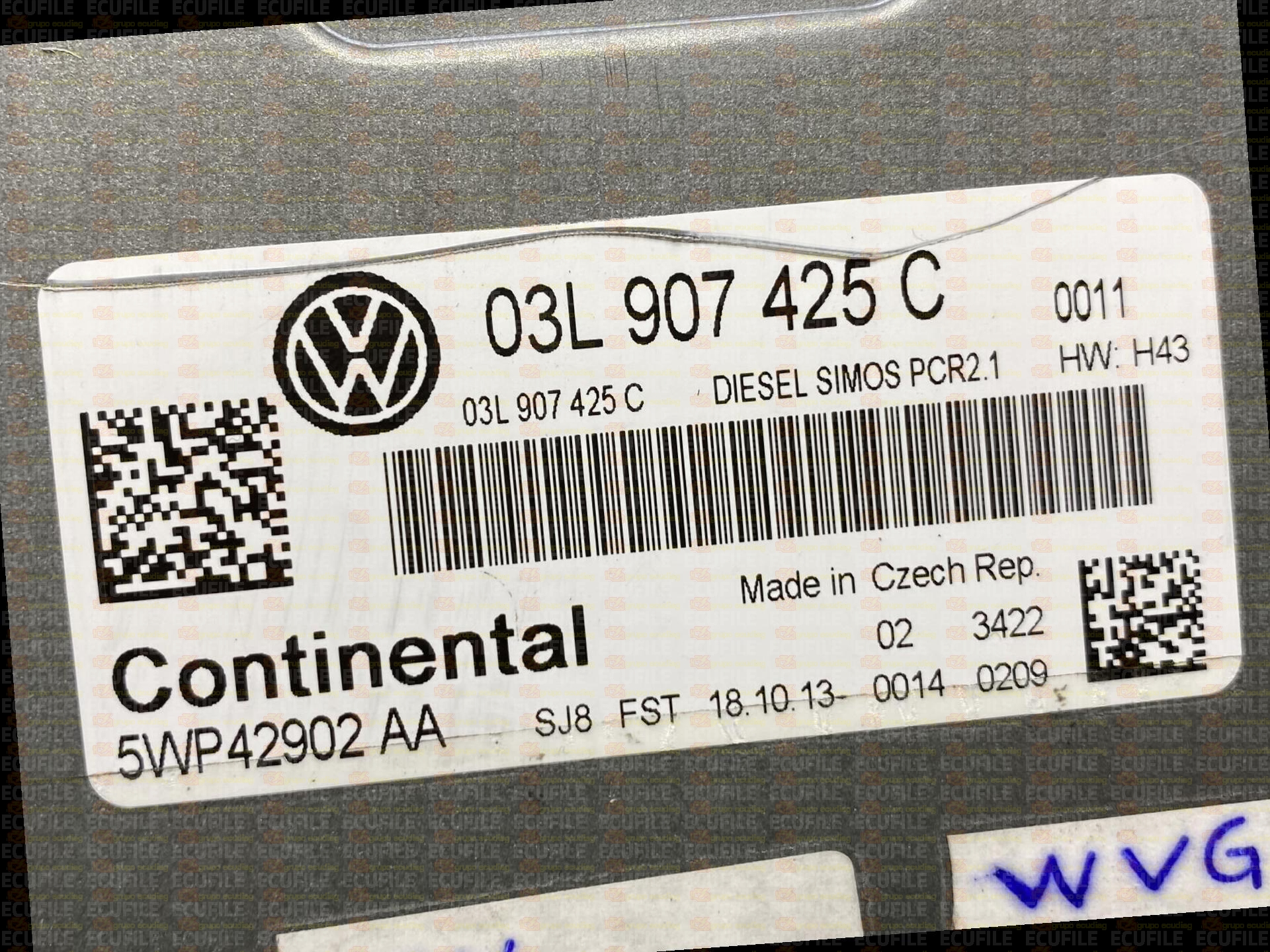 CONTINENTAL SIMOS PCR2.1 5WP42942AA VOLKSWAGEN TOURAN I 1.6 TDI 105HP 03L907425C 03L906023PH SM2G0M0000000-4867