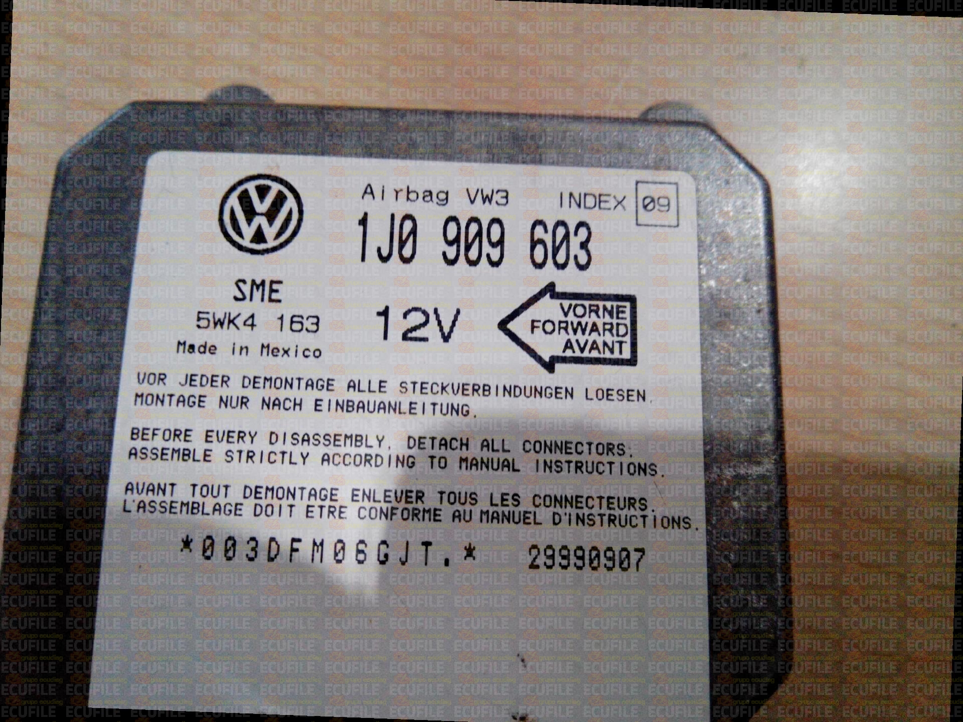 SIEMENS 5WK4163 VOLKSWAGEN POLO 1J0909603 VW3 INDEX 09