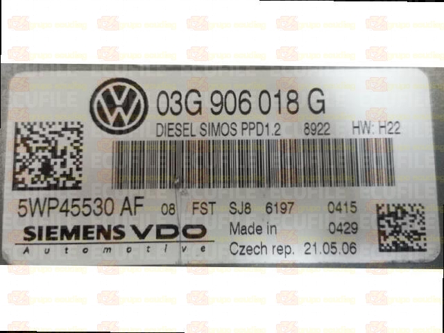 SIEMENS VDO SIMOS PPD1.2 5WP45530AF VOLKSWAGEN GOLF V 2.0 TDI 170HP 03G906018G SN100HA900000-8922