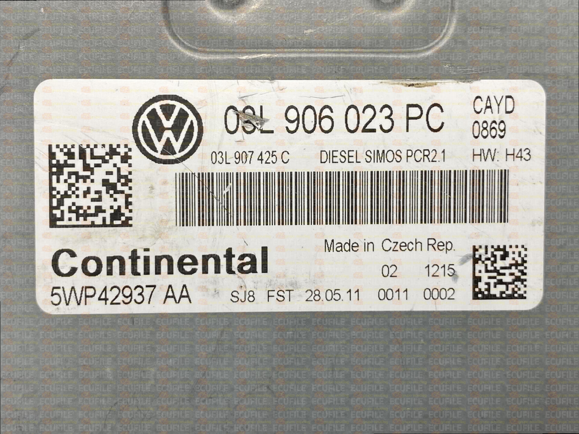 CONTINENTAL SIMOS PCR2.1 5WP42937AA VOLKSWAGEN CADDY III 1.6 TDI 102HP 03L907425C 03L906023PC SM2F0L9500000-0869