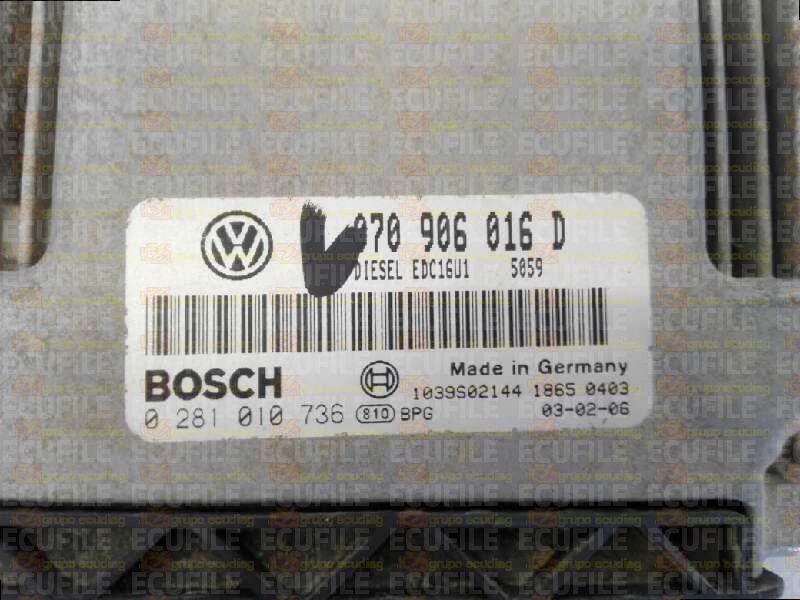 BOSCH EDC16U1-5.2 0281010736 VOLKSWAGEN TOUAREG 5.0 TDI V10 313HP 070906016D 1037367461