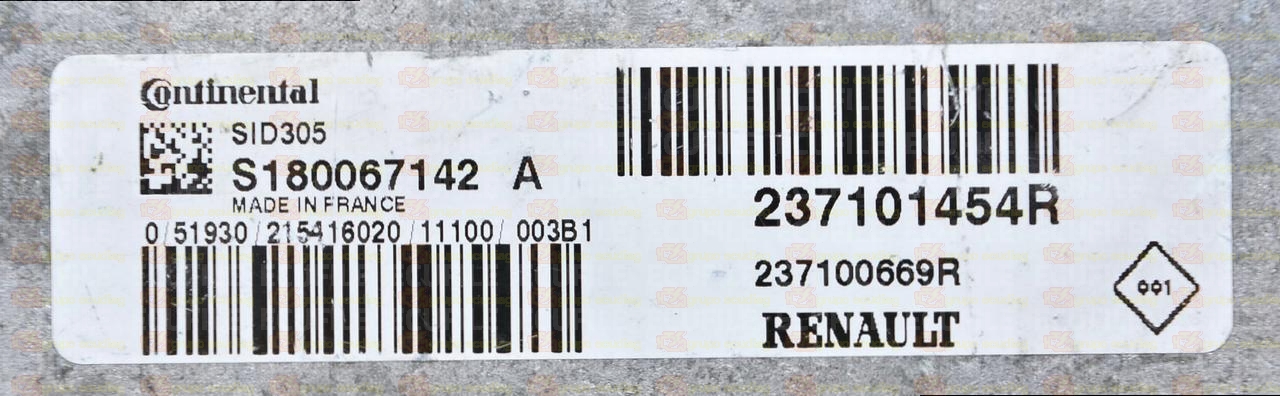 CONTINENTAL SID305 S180067142A RENAULT DACIA 237100669R 237101454R FLASH TC1766