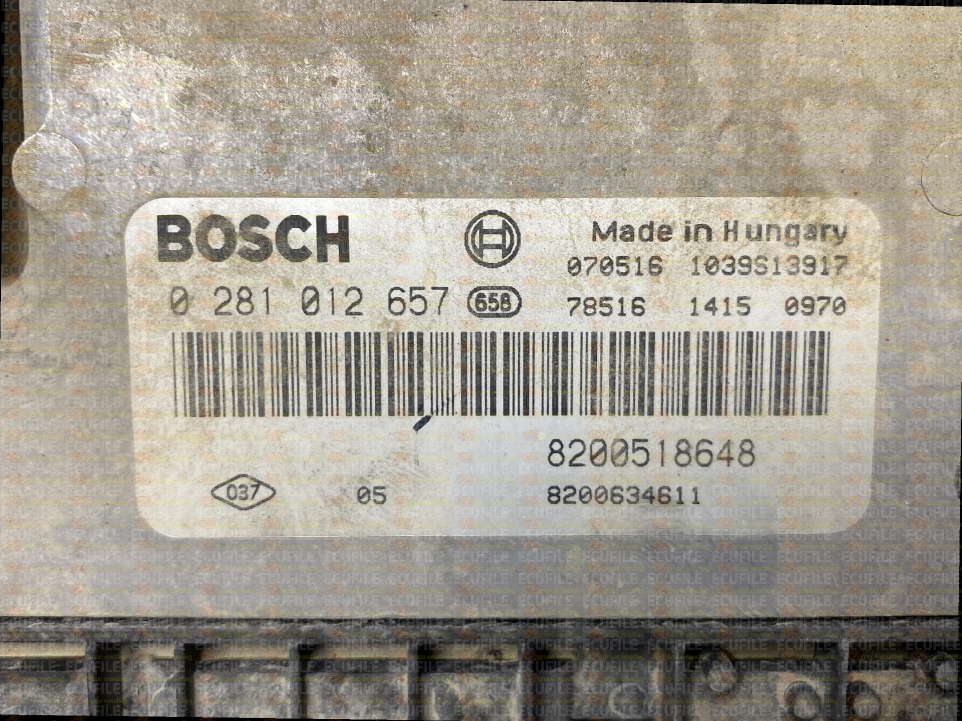 BOSCH EDC16C3-10.25 0281012657 SUZUKI GRAND VITARA II 1.9 DDIS 95KW 130HP L4 8V F9Q 8200518648 8200634611 33910-67J10 SW 1037503133 VIR