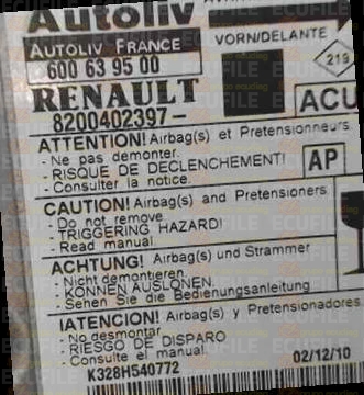 AUTOLIV ACU3 600639500 RENAULT MEGANE SCENIC I 8200402397 AP EEPROM 95080
