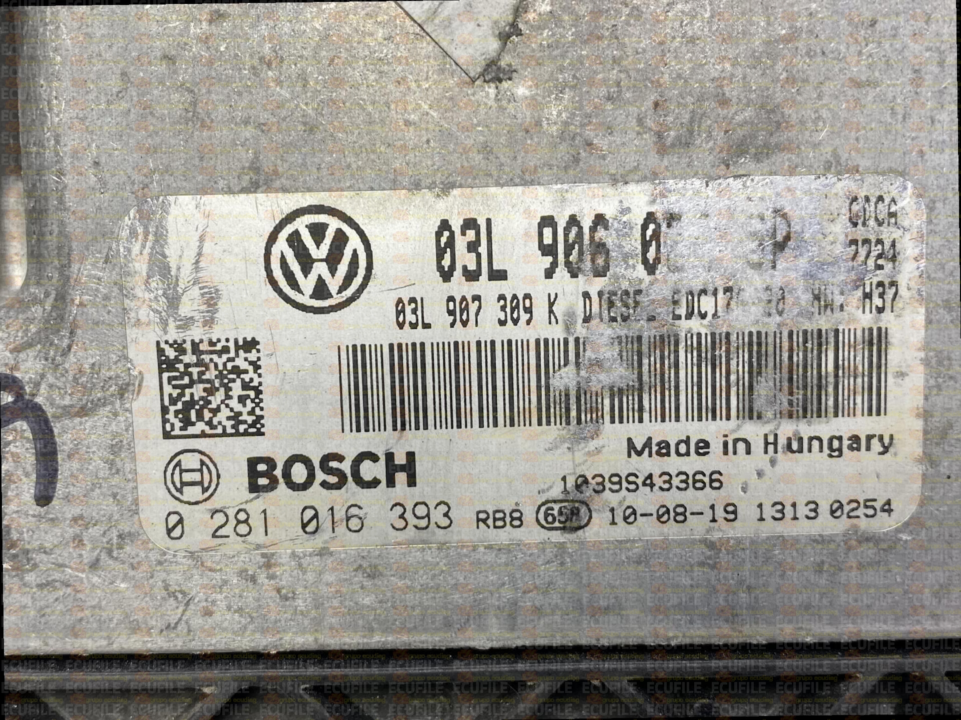 BOSCH EDC17CP20-2.7 0281016393 VOLKSWAGEN AMAROK I 2.0 TDI 163HP 03L907309K 03L906022SP 03L906019FC 9978 - 1037558507