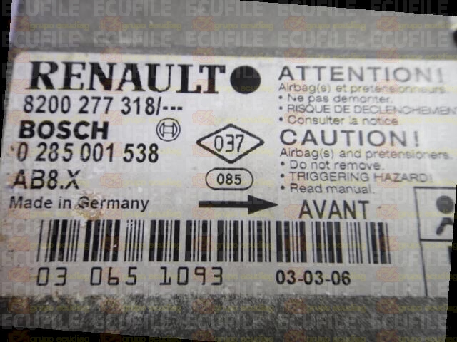 BOSCH AB8.X 0285001538 RENAULT CLIO II 8200277318 EEPROM HC912D60