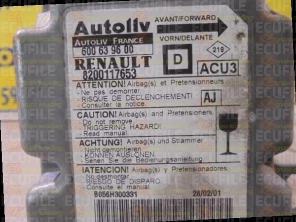 AUTOLIV ACU3 600639600 RENAULT MEGANE SCENIC I 8200117653 AJ EEPROM 95080