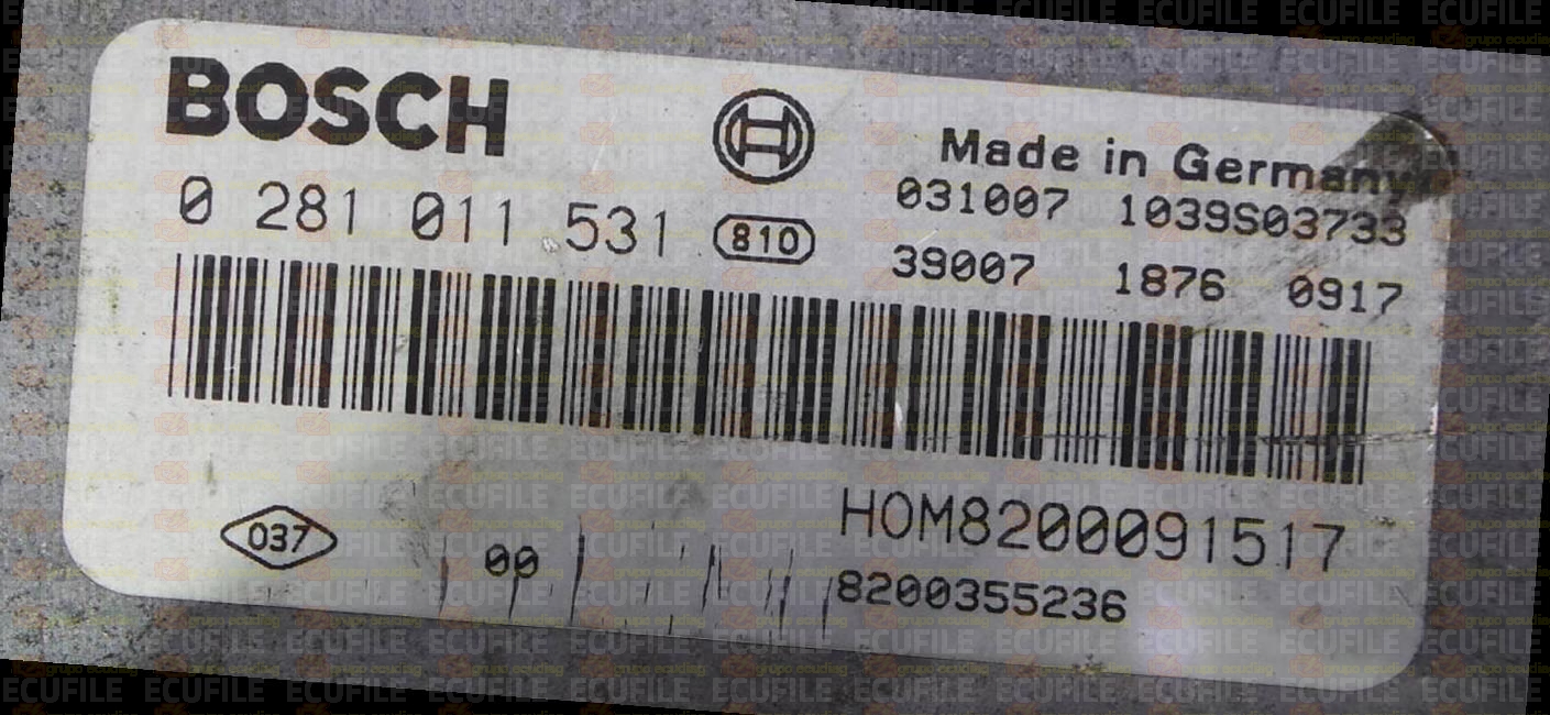 BOSCH EDC15C13-6.2 0281011531 OPEL VIVARO I 2.5 DCI 135HP HOM8200091517 8200355236 1037368936