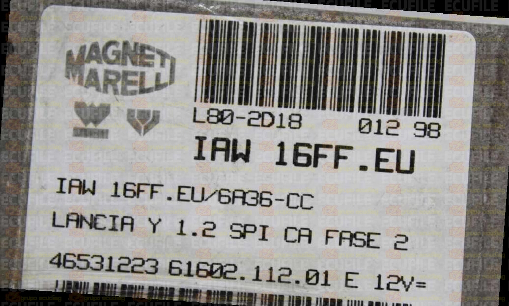 MAGNETI MARELLI IAW 16FF.EU 61602.112.01 LANCIA Y 1.2i 46531223 EEPROM MC68HC11F1