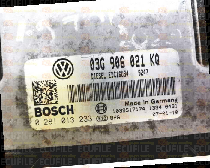 BOSCH EDC16U34-3.42 0281013233 VOLKSWAGEN GOLF V 1.9 TDI 105HP 03G906021KQ 1037382096